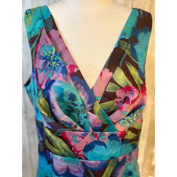 Calvin Klein Floral Watercolor Dress - Sleeveless V-neck - Size 10 (estimate) - Picture 3 of 7